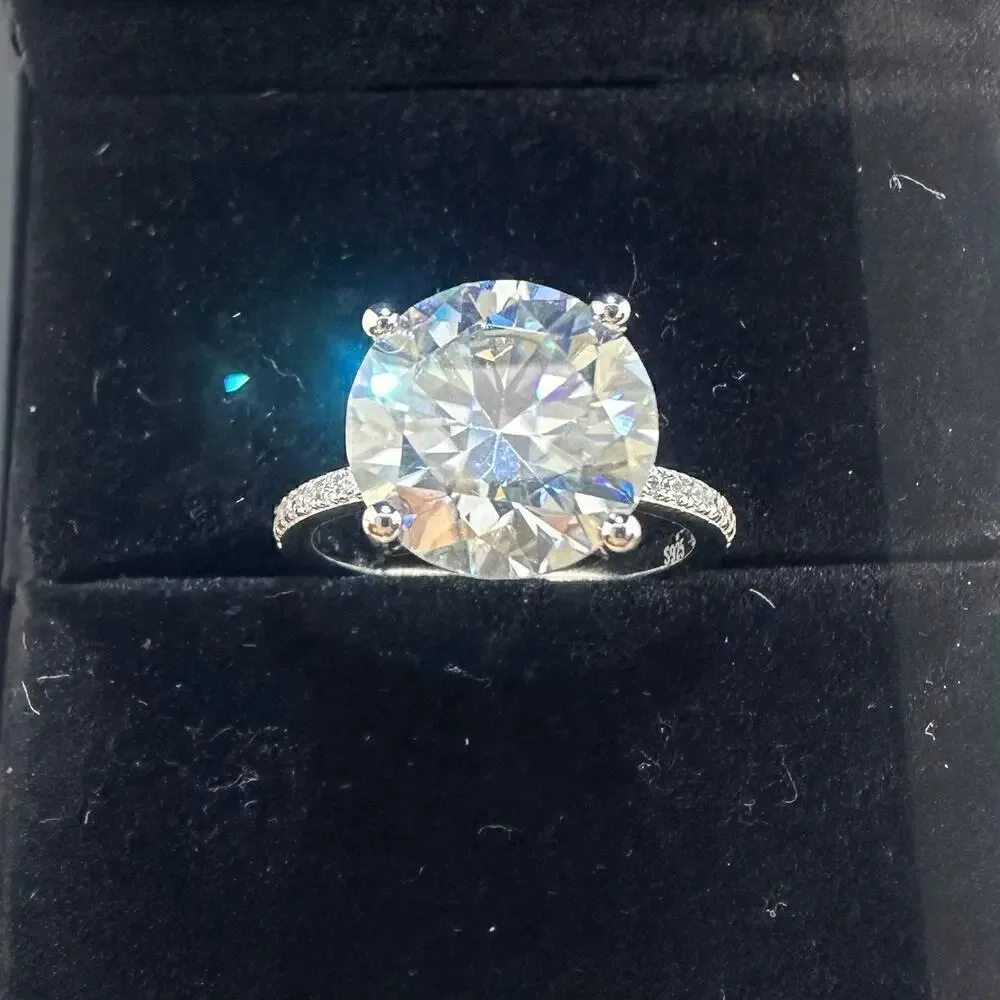 Moissanite Diamond Ring 3 Ct Engagement Wedding Round Cut Solitaire GRA Size 8